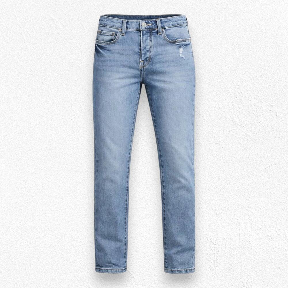 Good American Good Legs Light Wash Skinny Jeans Size 2 Stretch Denim Button Fly